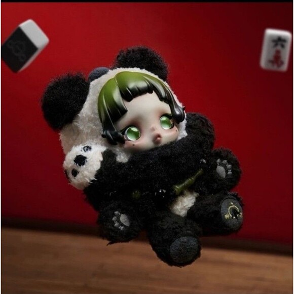 POP MART Skullpanda LAZY Panda Plush Doll Pendant LIMITED EDITION Green / Black - Picture 6 of 9